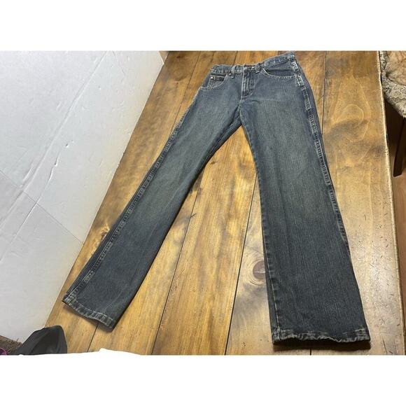 Wrangler Retro Relaxed Straight Blue Jeans Youth Size 16 Slim Adjustable Waist - Picture 1 of 9
